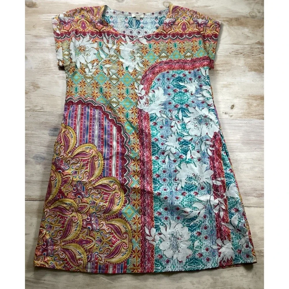 Orientique Naturally Australian Reversible Dress Women's Medium Cotton‎ Boho - Picture 7 of 9